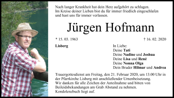 Anzeige von Jürgen Hofmann von MGO