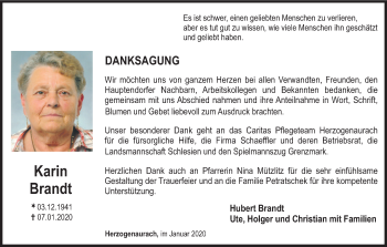 Anzeige von Karin Brandt von MGO