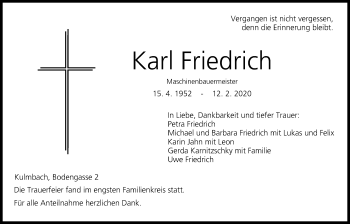 Anzeige von Karl Friedrich von MGO