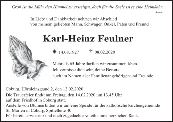 Anzeige von Karl-Heinz Feulner von MGO