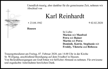 Anzeige von Karl Reinhardt von MGO