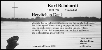 Anzeige von Karl Reinhardt von MGO