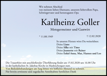 Anzeige von Karlheinz Goller von MGO