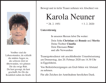 Anzeige von Karola Neuner von MGO