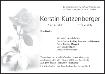 Anzeige von Kerstin Kutzenberger von MGO