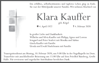 Anzeige von Klara Kauffer von MGO