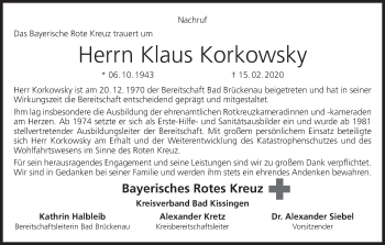 Anzeige von Klaus Korkowsky von MGO