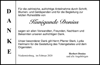 Anzeige von Kunigunde Donius von MGO