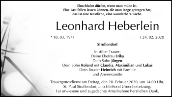 Anzeige von Leonhard Heberlein von MGO