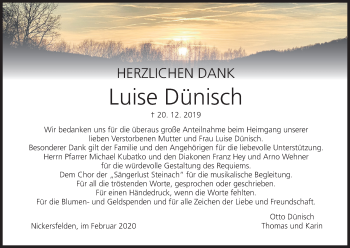 Anzeige von Luise Dünisch von MGO