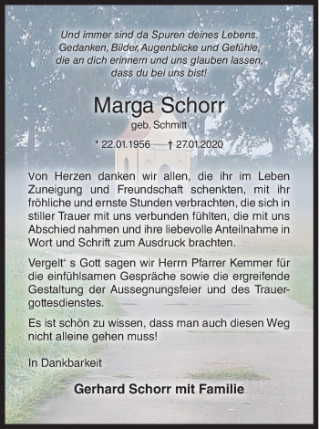Anzeige von Marga Schorr von MGO