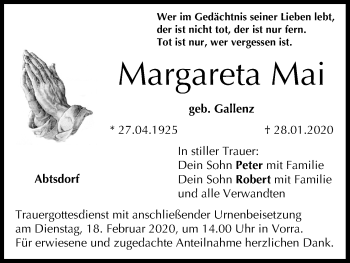 Anzeige von Margareta Mai von MGO