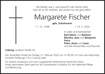 Anzeige von Margarete Fischer von MGO