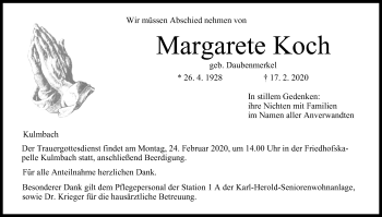 Anzeige von Margarete Koch von MGO