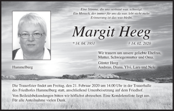 Anzeige von Margit Heeg von MGO