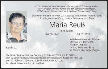 Anzeige von Maria Reuß von MGO