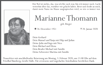 Anzeige von Marianne Thomann von MGO