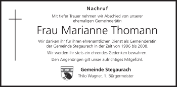 Anzeige von Marianne Thomann von MGO
