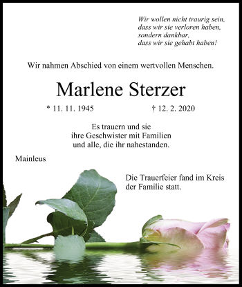 Anzeige von Marlene Sterzer von MGO