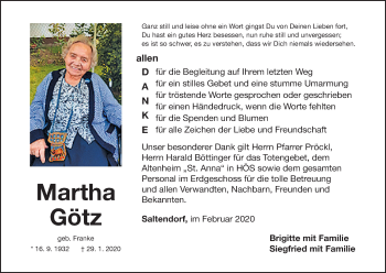 Anzeige von Martha Götz von MGO