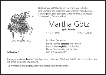 Anzeige von Martha Götz von MGO