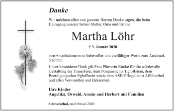 Anzeige von Martha Löhr von MGO