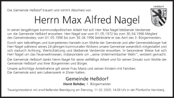 Anzeige von Max Alfred Nagel von MGO