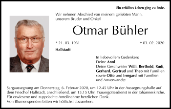 Anzeige von Otmar Bühler von MGO
