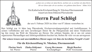 Anzeige von Paul Schlögl von MGO