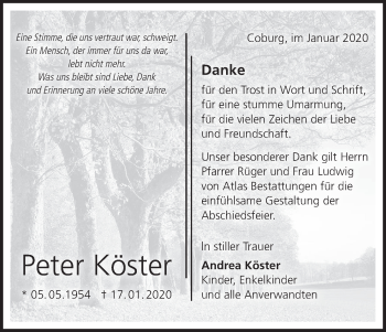 Anzeige von Peter Köster von MGO
