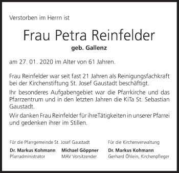Anzeige von Petra Reinfelder von MGO