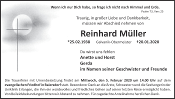Anzeige von Reinhard Müller von MGO