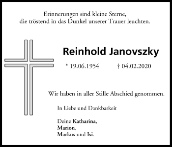 Anzeige von Reinhold Janovszky von MGO