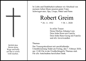 Anzeige von Robert Greim von MGO