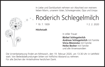 Anzeige von Roderich Schlegelmilch von MGO