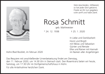 Anzeige von Rosa Schmitt von MGO