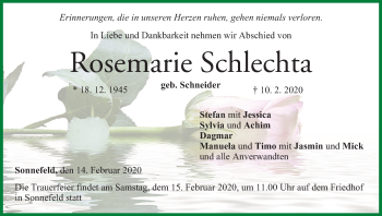 Anzeige von Rosemarie Schlechta von MGO