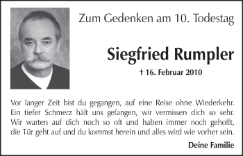 Anzeige von Siegfried Rumpler von MGO