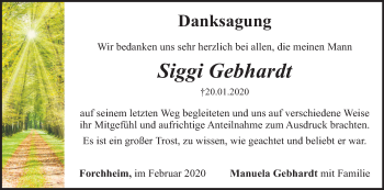 Anzeige von Siggi Gebhardt von MGO