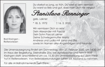 Anzeige von Stanislava Renninger von MGO
