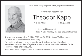 Anzeige von Theodor Kapp von MGO