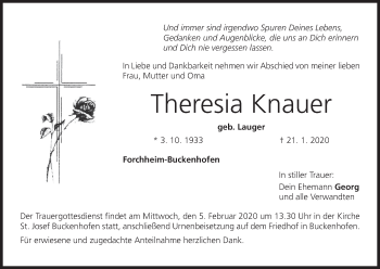 Anzeige von Theresia Knauer von MGO