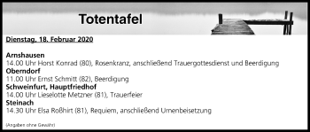 Anzeige von Totentafel vom 18.02.2020 von MGO