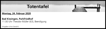 Anzeige von Totentafel vom 24.02.2020 von MGO