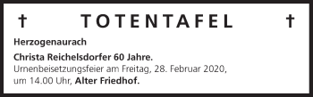 Anzeige von Totentafel vom 25.02.2020 von MGO