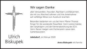 Anzeige von Ulrich Biskupek von MGO