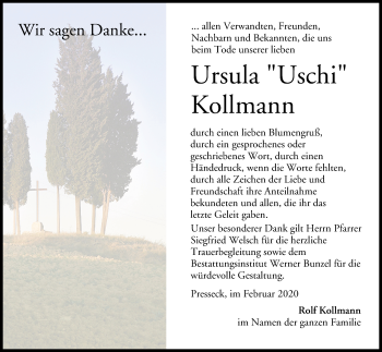 Anzeige von Ursula Kollmann von MGO