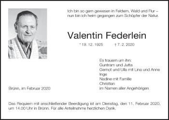 Anzeige von Valentin Federlein von MGO