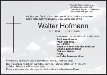 Anzeige von Walter Hofmann von MGO