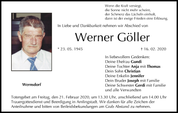 Anzeige von Werner Göller von MGO